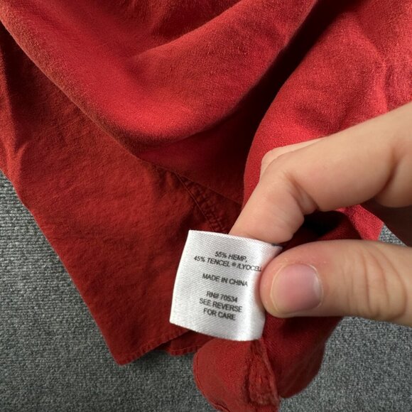 Orvis Hemp Tencel Blend Mens Short Sleeve Button Up Shirt Large Orange Red - Picture 10 of 11